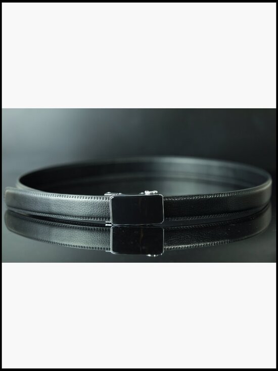 Leather Ratchet Dress Belt with Sliding Adjustable Buckle, 1 1/4 Inches Width